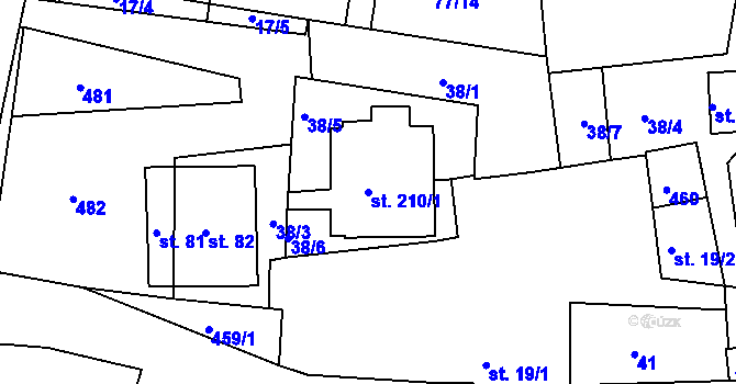 Parcela st. 210/1 v KÚ Lazsko, Katastrální mapa