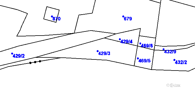 Parcela st. 429/3 v KÚ Lazsko, Katastrální mapa