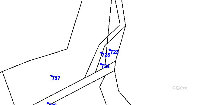 Parcela st. 725 v KÚ Lazsko, Katastrální mapa