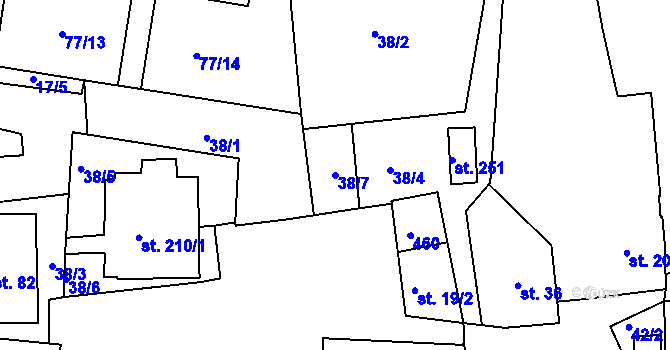 Parcela st. 38/7 v KÚ Lazsko, Katastrální mapa