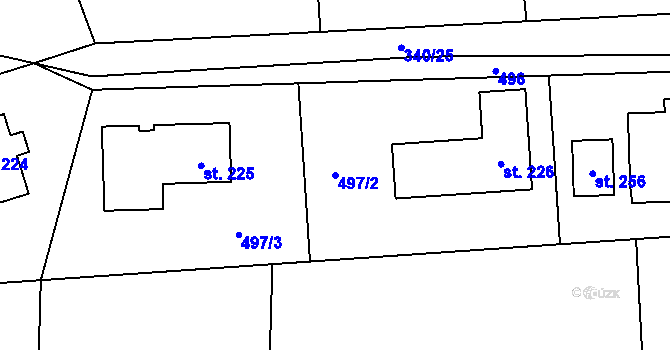 Parcela st. 497/2 v KÚ Lazsko, Katastrální mapa