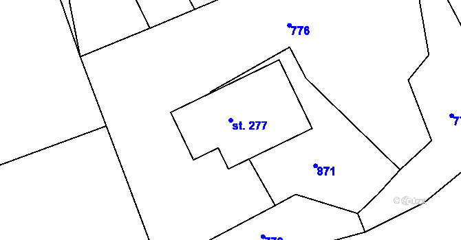 Parcela st. 277 v KÚ Lazsko, Katastrální mapa