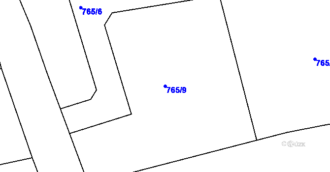 Parcela st. 765/9 v KÚ Lazsko, Katastrální mapa