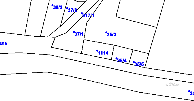 Parcela st. 1114 v KÚ Lázy, Katastrální mapa