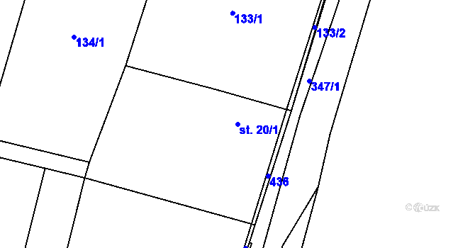 Parcela st. 20/1 v KÚ Lázy u Valašského Meziříčí, Katastrální mapa