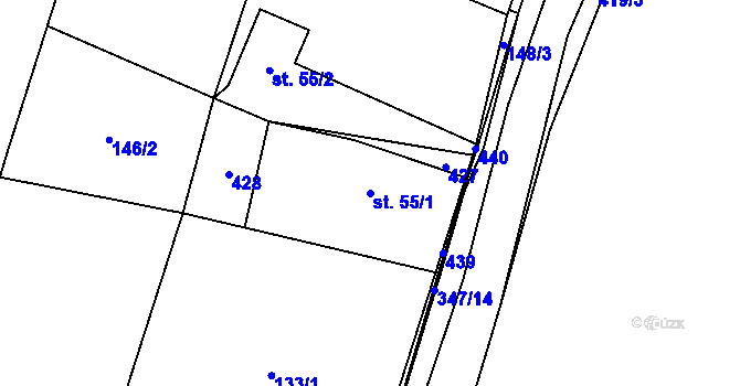 Parcela st. 55/1 v KÚ Lázy u Valašského Meziříčí, Katastrální mapa