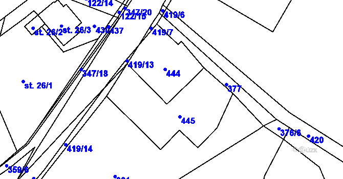 Parcela st. 76 v KÚ Lázy u Valašského Meziříčí, Katastrální mapa