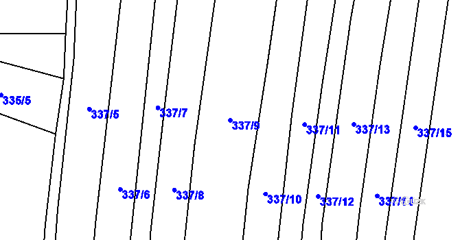 Parcela st. 337/9 v KÚ Lázy u Valašského Meziříčí, Katastrální mapa