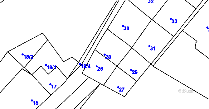 Parcela st. 28 v KÚ Lažánky u Blanska, Katastrální mapa
