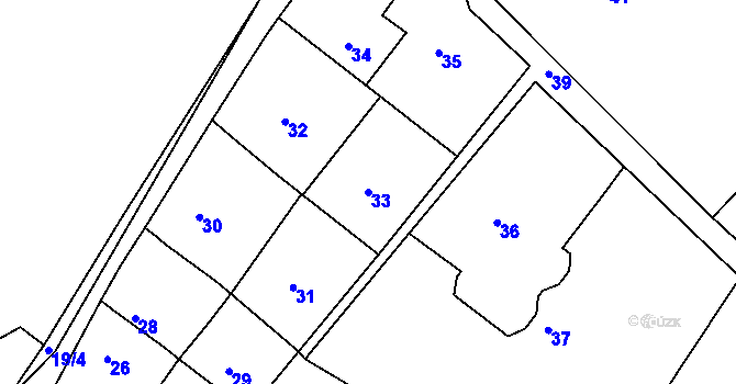 Parcela st. 33 v KÚ Lažánky u Blanska, Katastrální mapa