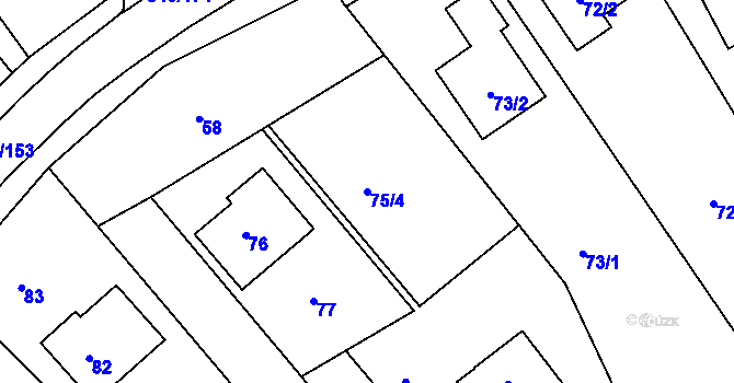 Parcela st. 75/4 v KÚ Lažánky u Blanska, Katastrální mapa
