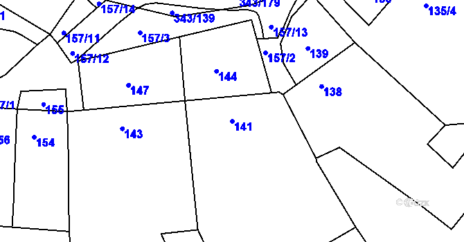 Parcela st. 141 v KÚ Lažánky u Blanska, Katastrální mapa