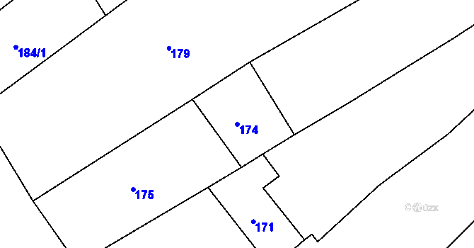 Parcela st. 174 v KÚ Lažánky u Blanska, Katastrální mapa