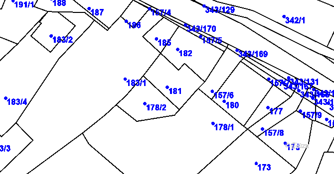 Parcela st. 181 v KÚ Lažánky u Blanska, Katastrální mapa