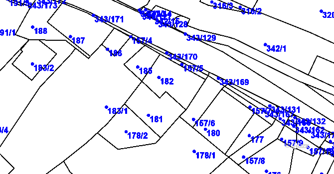 Parcela st. 182 v KÚ Lažánky u Blanska, Katastrální mapa
