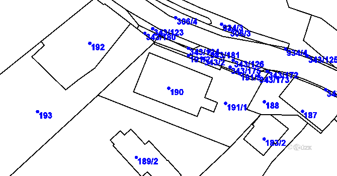 Parcela st. 190 v KÚ Lažánky u Blanska, Katastrální mapa