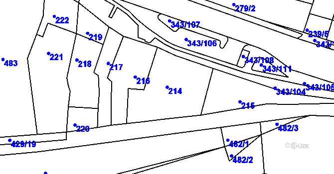 Parcela st. 214 v KÚ Lažánky u Blanska, Katastrální mapa