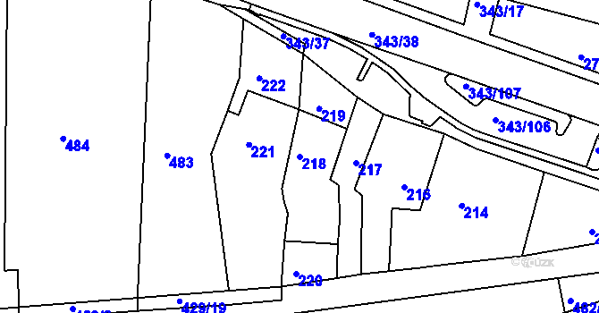 Parcela st. 218 v KÚ Lažánky u Blanska, Katastrální mapa