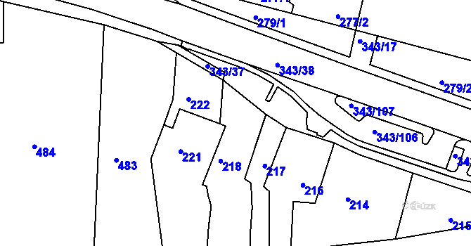 Parcela st. 219 v KÚ Lažánky u Blanska, Katastrální mapa
