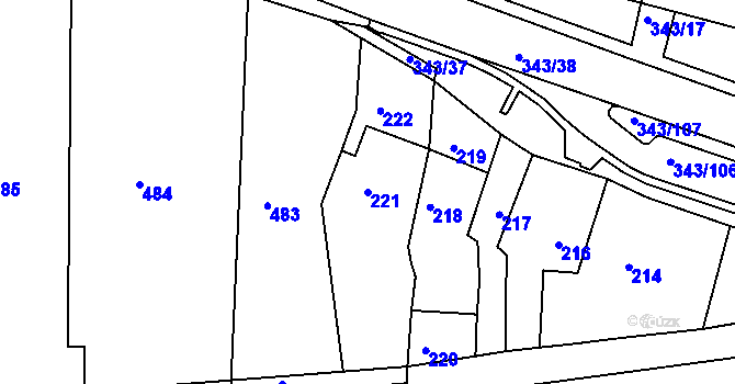 Parcela st. 221 v KÚ Lažánky u Blanska, Katastrální mapa