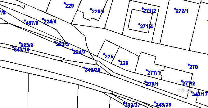 Parcela st. 225 v KÚ Lažánky u Blanska, Katastrální mapa