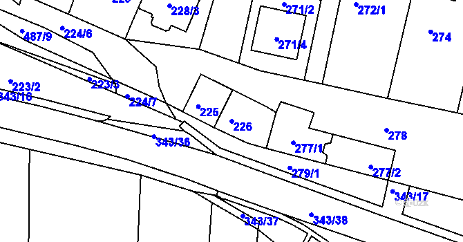 Parcela st. 226 v KÚ Lažánky u Blanska, Katastrální mapa
