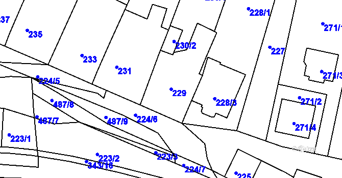 Parcela st. 229 v KÚ Lažánky u Blanska, Katastrální mapa