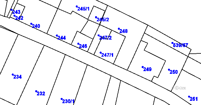 Parcela st. 247/1 v KÚ Lažánky u Blanska, Katastrální mapa