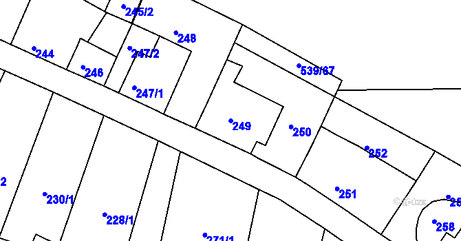 Parcela st. 249 v KÚ Lažánky u Blanska, Katastrální mapa
