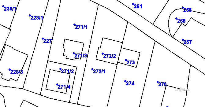 Parcela st. 272/2 v KÚ Lažánky u Blanska, Katastrální mapa
