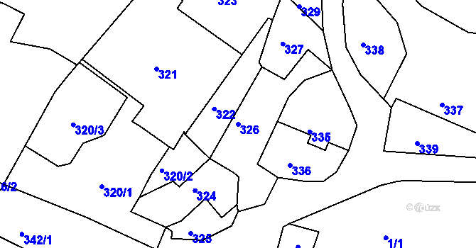 Parcela st. 326 v KÚ Lažánky u Blanska, Katastrální mapa