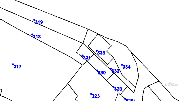 Parcela st. 333 v KÚ Lažánky u Blanska, Katastrální mapa