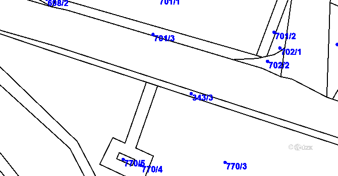 Parcela st. 343/3 v KÚ Lažánky u Blanska, Katastrální mapa