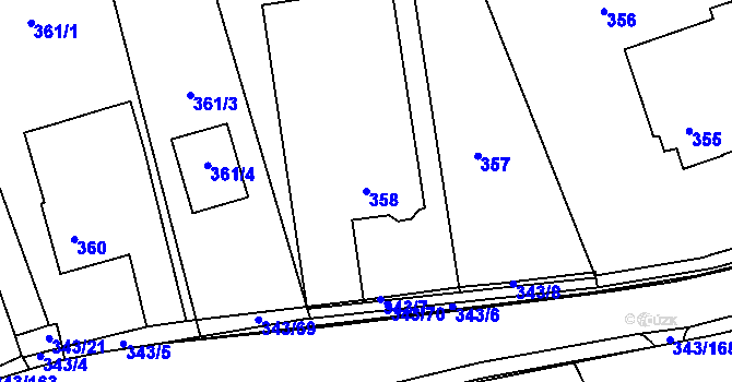 Parcela st. 358 v KÚ Lažánky u Blanska, Katastrální mapa