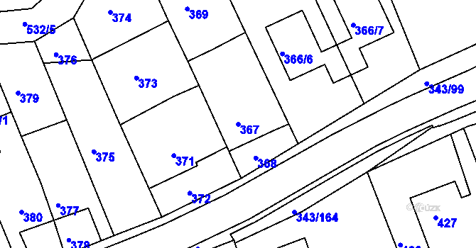 Parcela st. 367 v KÚ Lažánky u Blanska, Katastrální mapa