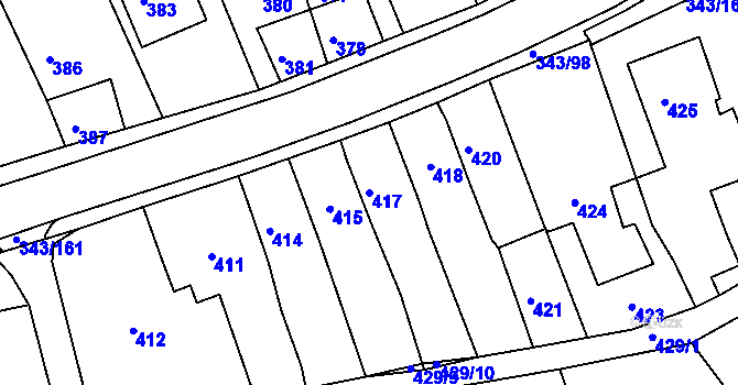 Parcela st. 417 v KÚ Lažánky u Blanska, Katastrální mapa