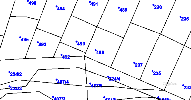 Parcela st. 488 v KÚ Lažánky u Blanska, Katastrální mapa