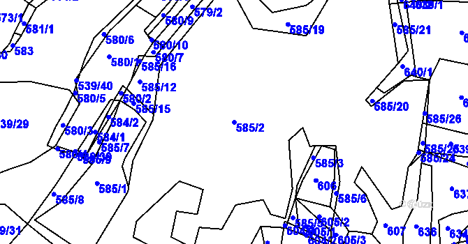 Parcela st. 585/2 v KÚ Lažánky u Blanska, Katastrální mapa