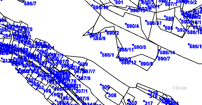 Parcela st. 586/1 v KÚ Lažánky u Blanska, Katastrální mapa