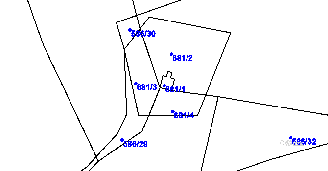 Parcela st. 681/1 v KÚ Lažánky u Blanska, Katastrální mapa