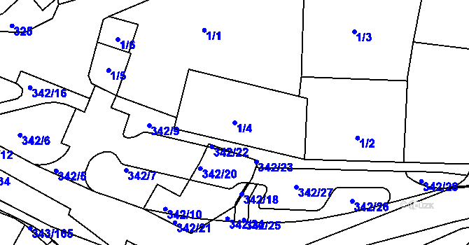 Parcela st. 1/4 v KÚ Lažánky u Blanska, Katastrální mapa