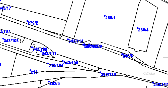 Parcela st. 343/18 v KÚ Lažánky u Blanska, Katastrální mapa