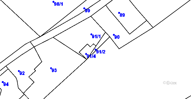 Parcela st. 91/2 v KÚ Lažánky u Blanska, Katastrální mapa