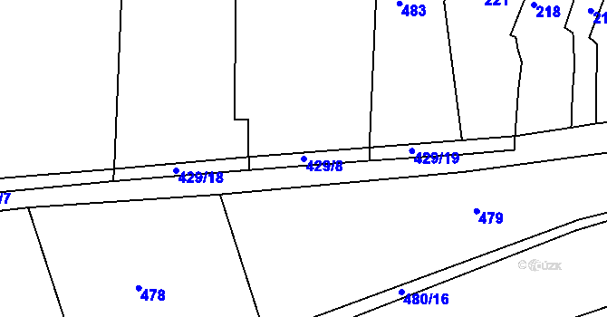 Parcela st. 429/8 v KÚ Lažánky u Blanska, Katastrální mapa