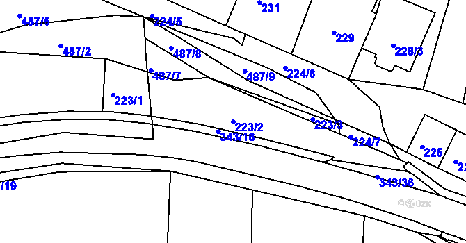 Parcela st. 223/2 v KÚ Lažánky u Blanska, Katastrální mapa