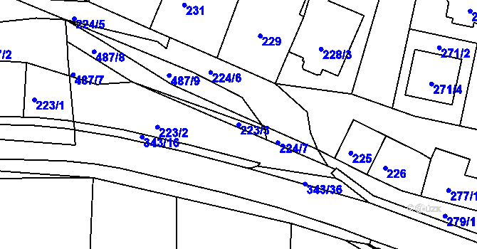 Parcela st. 223/3 v KÚ Lažánky u Blanska, Katastrální mapa