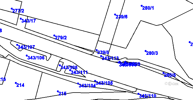 Parcela st. 239/5 v KÚ Lažánky u Blanska, Katastrální mapa