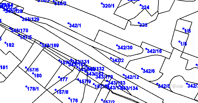 Parcela st. 342/2 v KÚ Lažánky u Blanska, Katastrální mapa