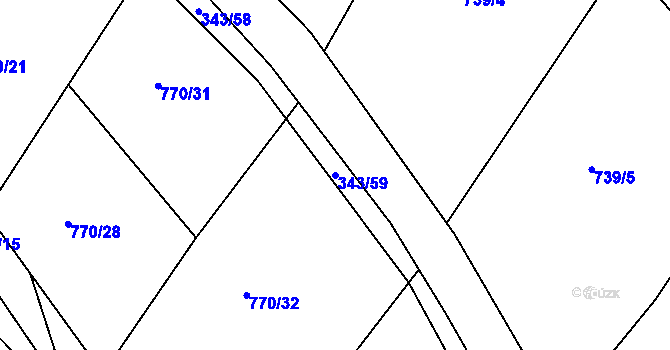 Parcela st. 343/59 v KÚ Lažánky u Blanska, Katastrální mapa