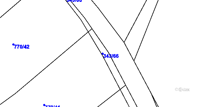 Parcela st. 343/66 v KÚ Lažánky u Blanska, Katastrální mapa
